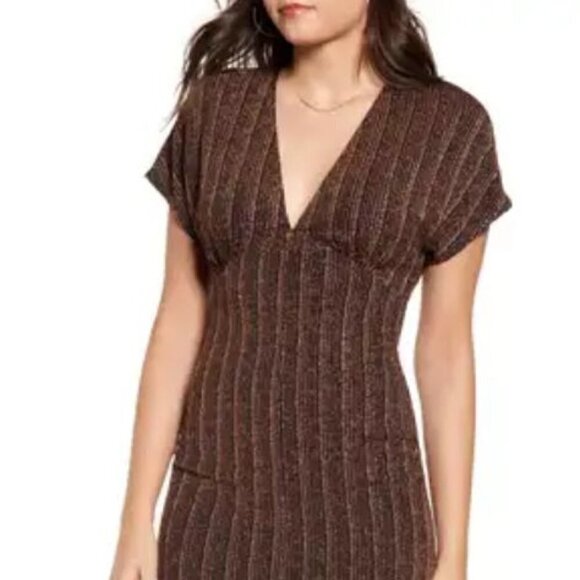 Sparkle Rib Knit Dress Black Bronze Small - Picture 2 of 11
